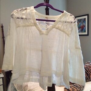 Free People Ivory Lace Peasant Blouse